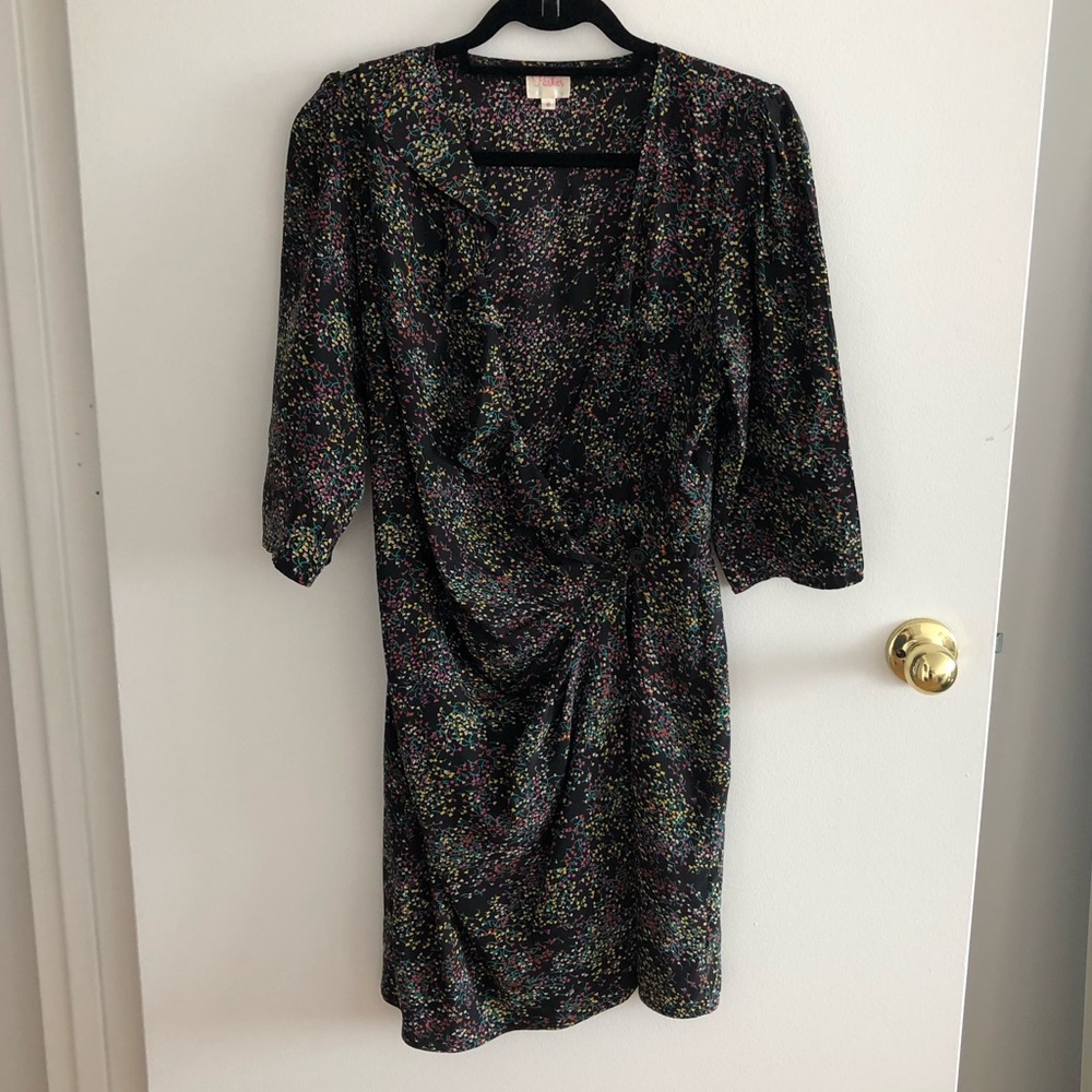 ✨last chance✨ Parker Black Floral Silk Wrap Dress